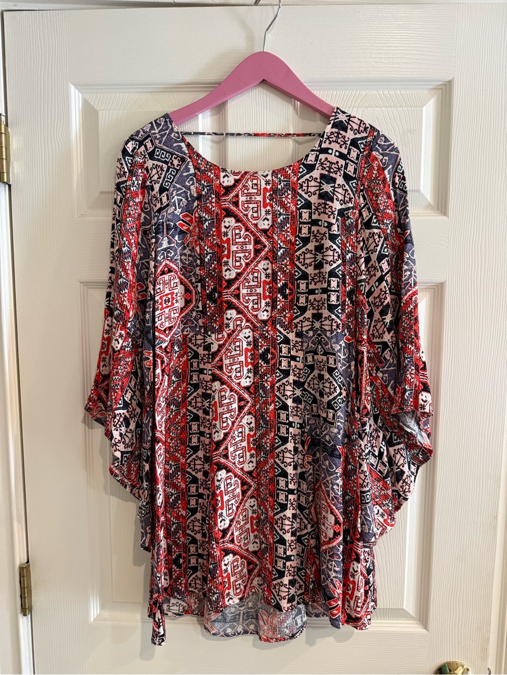 MINKPINK Red and Navy Geometric Boho Tunic